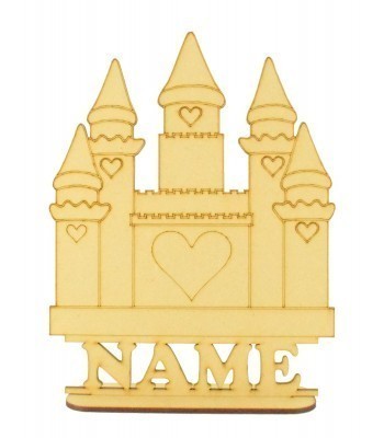 Laser Cut Personalised Princess Castle Shape on a Stand